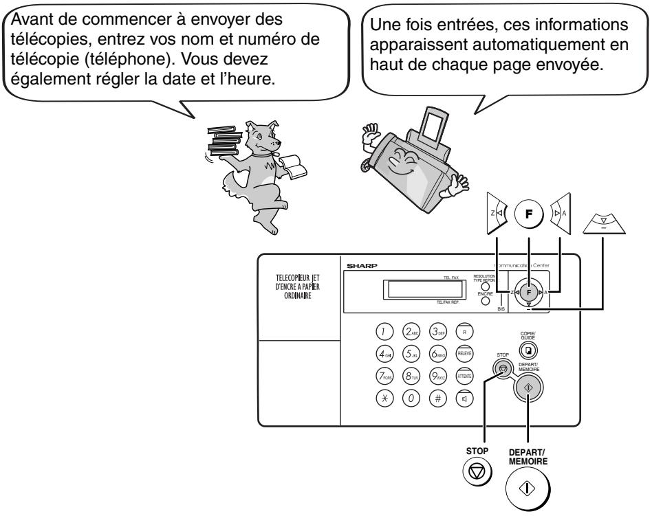 SHARP UX-B30 - Saisie de vos nom et numéro de télécopie - 1