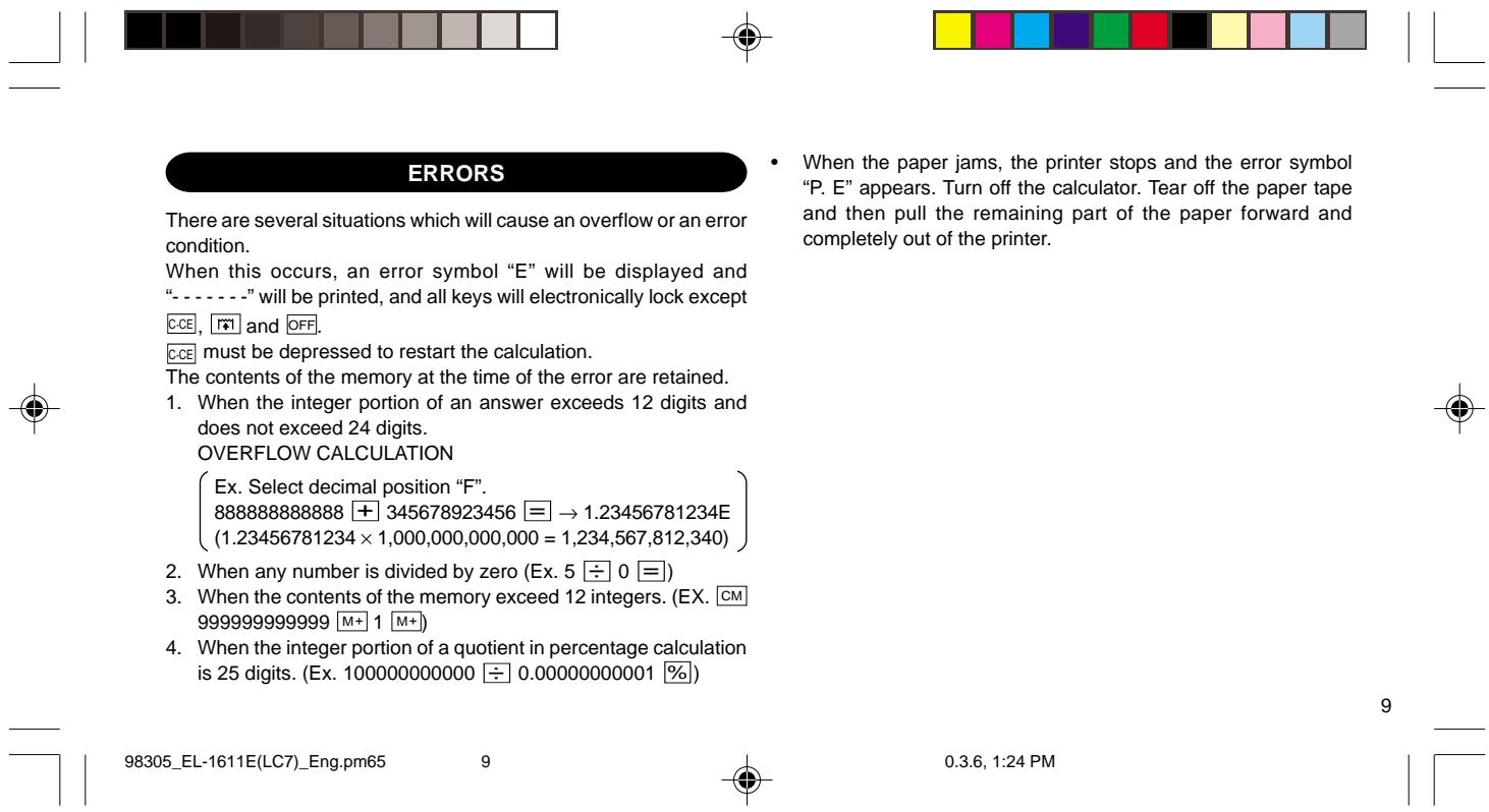 SHARP EL-1611E - CAUTION - 2
