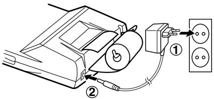 SHARP EL-1750PIII - COMMENT RACCORDER L'ADAPTATEUR SECTEUR (EN OPTION) - 1