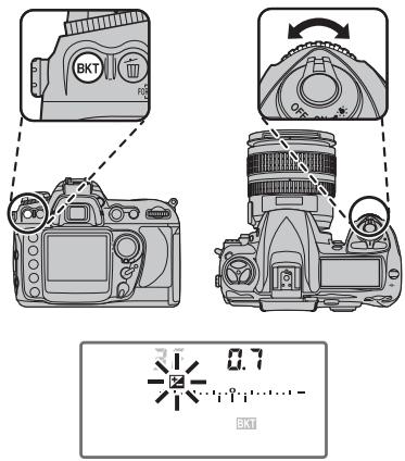 FUJIFILM S5 PRO - Pendant que vous appuyez sur BKT, faites pivoter la molette de commande principale pour choisir le nombre de vues de la séquence de bracketing (→p.106). - 2