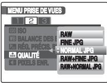 FUJIFILM S5 PRO - Réglage de la qualité d'image dans le [MENU PRISE DE VUES] - 1