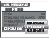 FUJIFILM S5 PRO - Réglage de la taille d'image dans le [MENU PRISE DE VUES] - 1