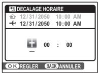FUJIFILM J100 - Spécifiez la différence entre l'heure locale et votre fuseau horaire. - 1