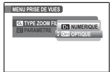 MENU PRISE DE VUES TYPE ZOOM FIL PARAMETRE D1 NUMERIQUE Opt Optique