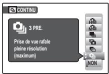 CONTINU 3 PRE. Prise de vue rafale pleine résolution (maximum) NON
