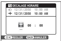 DECALAGE HORAIRE 12/31/2050 10:00 AM 12/31/2050 10:00 AM 00 : 00 O K REGLER BACK ANNULER
