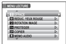 MENU LECTURE + EFFECT REDUC. YEUX ROUGE ROTATION IMAGE PROTEGER COPIER MEMO AUDIO