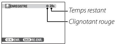ENREGISTRE 28s Temps restant Clignotant rouge OK ENR. HOC RE-ENR.