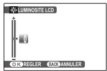 LUMINOSITE LCD + - 0 OK REGLER BACK ANNULER