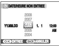 DATE/HEURE NON ENTREE 2008 2007 YY.MM.DD 2006 1. 1 12:00 2005 AM 2004 OK ENTREE BACK ANNULER