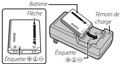 FUJIFILM FINEPIX JV250 - Insérez la batterie dans le chargeur de batterie fourni. - 1