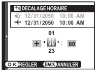 FUJIFILM FINEPIX JZ500 - Spécifiez la différence entre l'heure locale et votre fuseau horaire. - 1