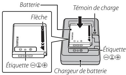 FUJIFILM FINEPIX REAL 3D W3 - Placez la batterie dans le chargeur. - 1