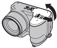 FUJIFILM FINEPIX S2950 - Ouvrez le couvercle du compartiment des piles. - 1