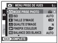 FUJIFILM FINEPIX Z70 - Utilisation du menu Prise de vue - 1
