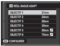 FUJIFILM X-E1 - Réglages de la bague adaptatrice - 1