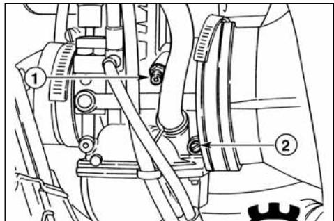 Technical diagram of a mechanical assembly with numbered components and directional arrows indicating motion or flow.