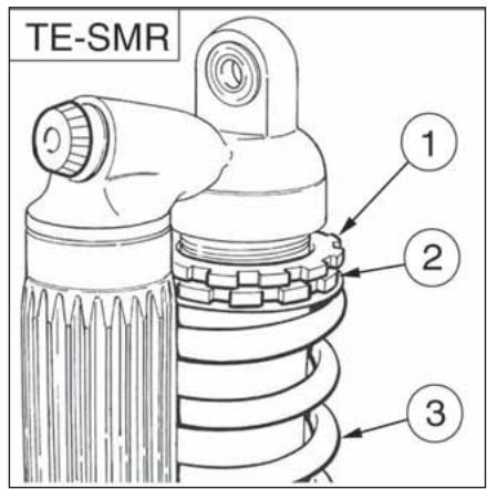HUSQVARNA TC 250 - ADJUSTING THE SHOCK ABSORBER SPRING PRELOAD Proceed as follows: - 2