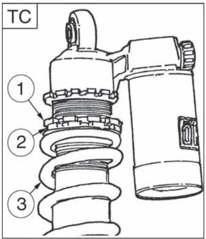 HUSQVARNA TC 250 - ADJUSTING THE SHOCK ABSORBER SPRING PRELOAD Proceed as follows: - 3