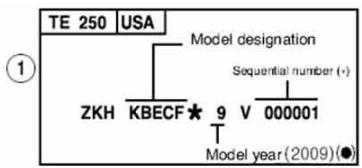 HUSQVARNA TXC 250 - VEHICLE IDENTIFICATION NUMBER (V.I.N.) - 1