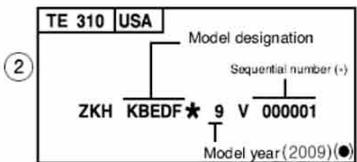 HUSQVARNA TXC 250 - VEHICLE IDENTIFICATION NUMBER (V.I.N.) - 3