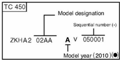 HUSQVARNA HVA TE TC SMR 310 2010 - VEHICLE IDENTIFICATION NUMBER (V.I.N.) - 2