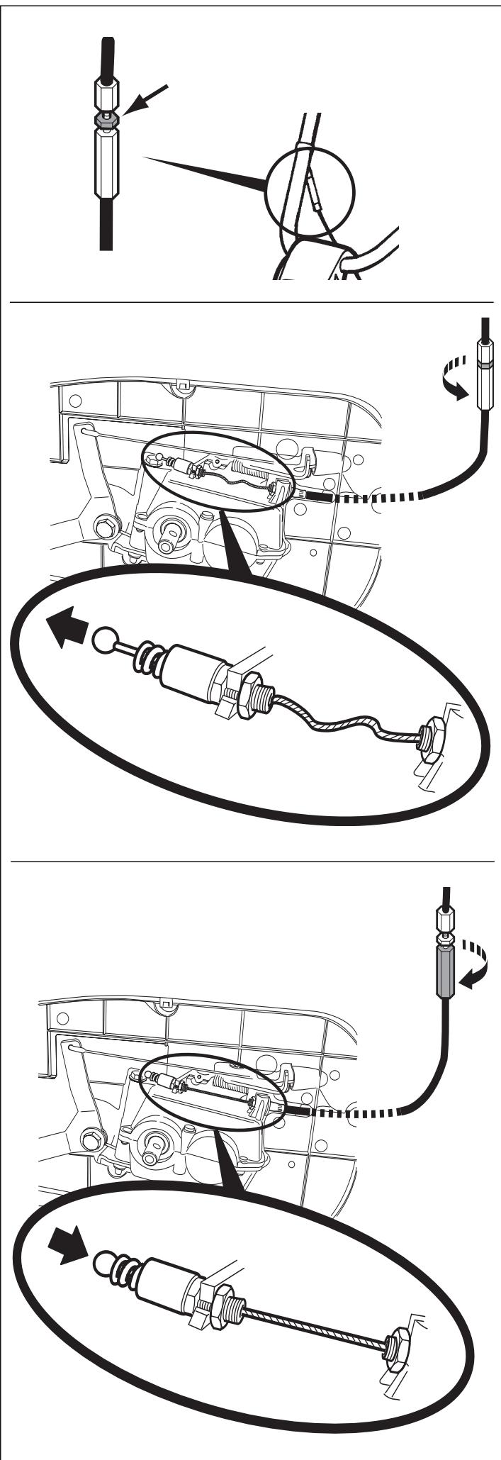 HUSQVARNA T 500RH - Réglage du cable de marche arrière - 9