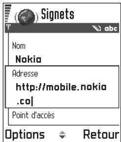 NOKIA NGAGE - Ajout manuel de signets - 1