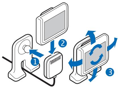 NOKIA DISPLAY CAR KIT CK-600 - Poner la pantalla en el soporte o la placa - 1