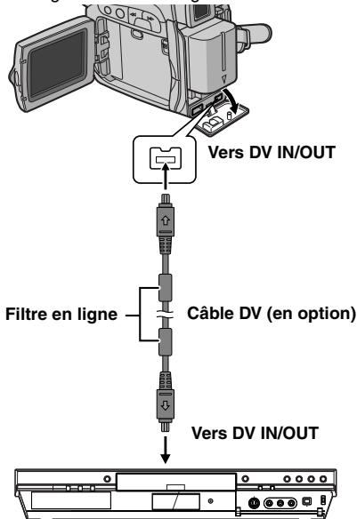 Vers DV IN/OUT Filtre en ligne Câble DV (en option) Vers DV IN/OUT