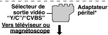 Sélecteur de sortie vidéo— "Y/C"/"CVBS" Vers téléviseur ou magnétoscope Adaptateur péritel*