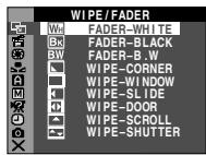 JVC GR-DV500E - Menus sans aucun menu secondaire — WIPE/FADER, PROGRAM AE, EXPOSURE, W. BALANCE - 2