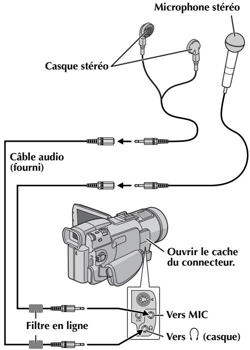 JVC GR-DV500E - Comment utiliser le câble audio - 1