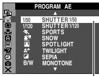 JVC GR-DV500E - Menus sans aucun menu secondaire — WIPE/FADER, PROGRAM AE, EXPOSURE, W. BALANCE - 1