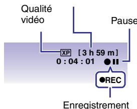 Qualité vidéo XP [3 h 59 m] 0 : 04 : 01 Pause ●REC Enregistrement