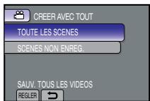 CREER AVEC TOUT TOUTE LES SCENES SCENES NON ENREG. SAUV. TOUS LES VIDEOS REGLER