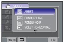 VIDEO ARRET Wh FONDU-BLANC bk FONDU-NOIR + VOLET HORIZONTAL REGLER FIN