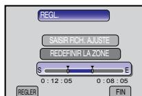 REGL. SAISIR FICH. AJUSTE REDEFINIR LA ZONE S E 0 : 12 : 05 0 : 08 : 05 REGLER FIN