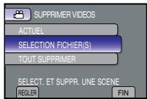 SUPPRIMER VIDEOS ACTUEL SELECTION FICHIER(S) TOUT SUPPRIMER SELECT. ET SUPPR. UNE SCENE REGLER FIN