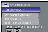 CHOISIR ET CREER CREER PAR DATE CREER PAR EVENEMENT CREER PAR L.L. SELECTION VIA SCENES POUR SAUV. VIDEOS REGROUPEES REGLER