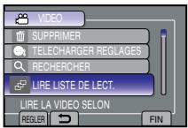 VIDEO SUPPRIMER TELECHARGER REGLAGES RECHERCHER LIRE LISTE DE LECT. LIRE LA VIDEO SELON REGLER FIN