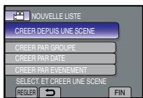 NOUVELLE LISTE CREER DEPUIS UNE SCENE CREER PAR GROUPE CREER PAR DATE CREER PAR EVENEMENT SELECT ET CREER UNE SCENE REGLER FIN