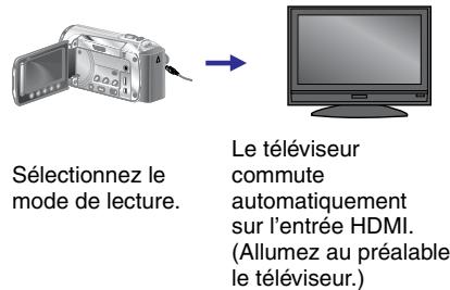 Sélectionnez le mode de lecture. Le téléviseur commute automatiquement sur l'entrée HDMI. (Allumez au préalable le téléviseur.)