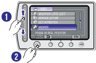 1 2 MIXO MODIFIER LISTE LECT. MONTAGE LECTURE LECT AUTRES FICH. MODIFIER POSSIB. DE REGL. PR EVITER REGLER FIN HIVN
