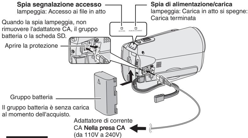 JVC GZ-MS125 - Caricare la batteria prima di effettuare la registrazione - 1
