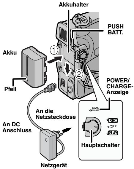 JVC GR-D320E - Ladevorgang des Akkus - 1