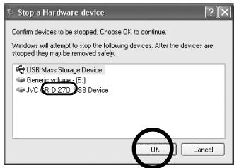 JVC GR-D370 - Desconexión del cable USB (Windows®) - 2