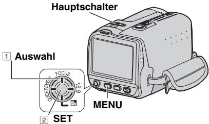 Hauptschalter 1 Auswahl FOCUS 169 MENU 2 SET