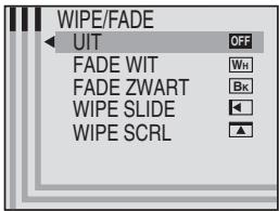 WIPE/FADE ← UIT OFF FADE WIT Wt FADE Zwart Bk WIPE SLIDE WIPE SCRL ▲