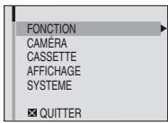 FONCTION CAMERA CASSETTE AFFICHAGE SYSTEME ☑ QUTTER